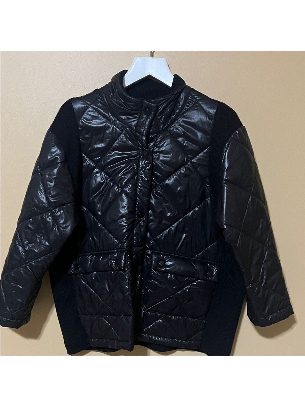 Elliott Lauren Black Quilted Bomber Jacket